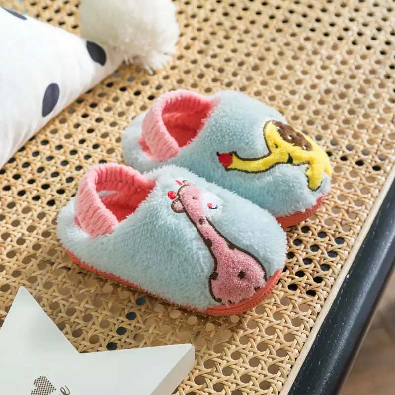 Children's Cotton Slippers Winter New Cartoon Animal Non-Slip Boys' and Girls' Kindergarten Furry Shoes - Image 3