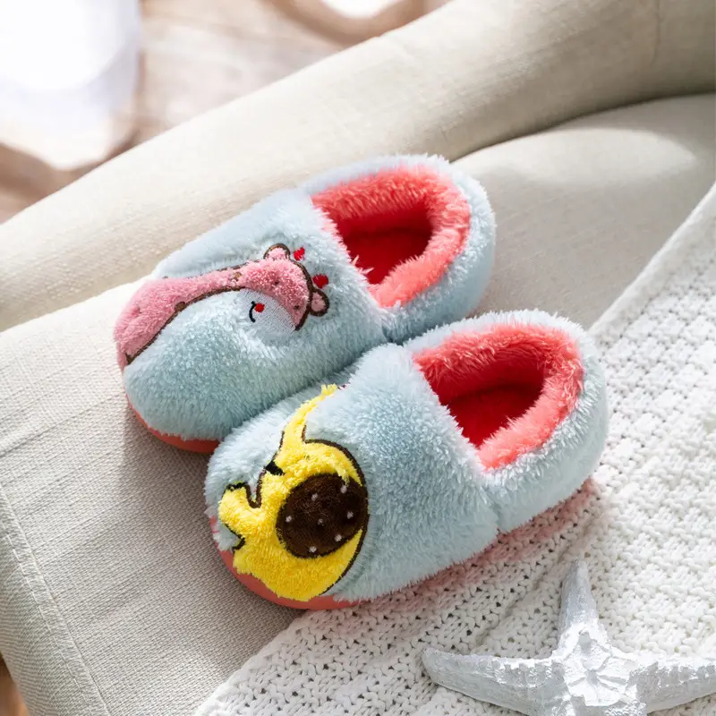 Children's Cotton Slippers Winter New Cartoon Animal Non-Slip Boys' and Girls' Kindergarten Furry Shoes - Image 4