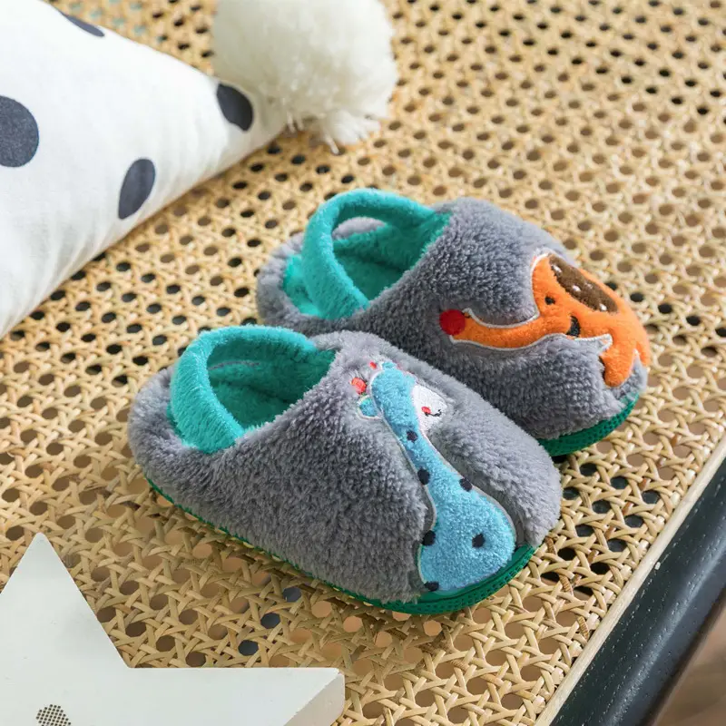 Children's Cotton Slippers Winter New Cartoon Animal Non-Slip Boys' and Girls' Kindergarten Furry Shoes - Image 7