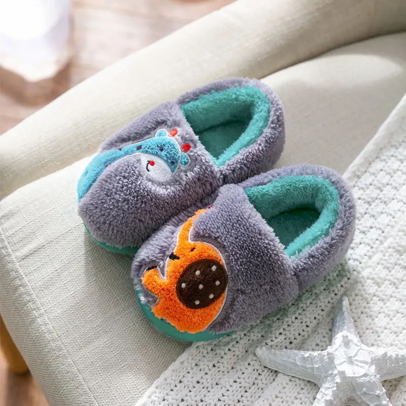 Children's Cotton Slippers Winter New Cartoon Animal Non-Slip Boys' and Girls' Kindergarten Furry Shoes - Image 8