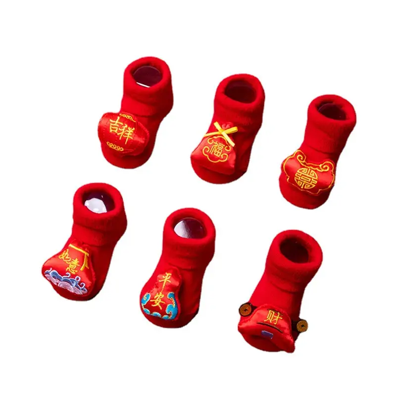 Red Cotton Baby Socks for Kids, Newborn, Boneless, Cartoon Design - Image 4