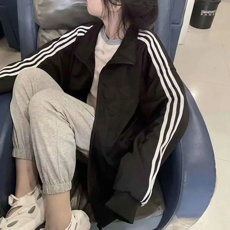 Women's White Three Bar Jacket Korean Thin Summer Coat - Image 16