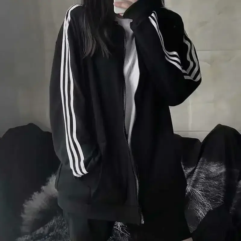 Women's White Three Bar Jacket Korean Thin Summer Coat - Image 9