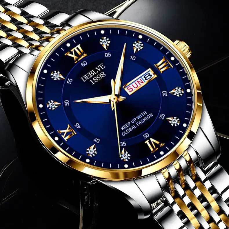 Men's Stainless Steel Luminous Watch with Date Display