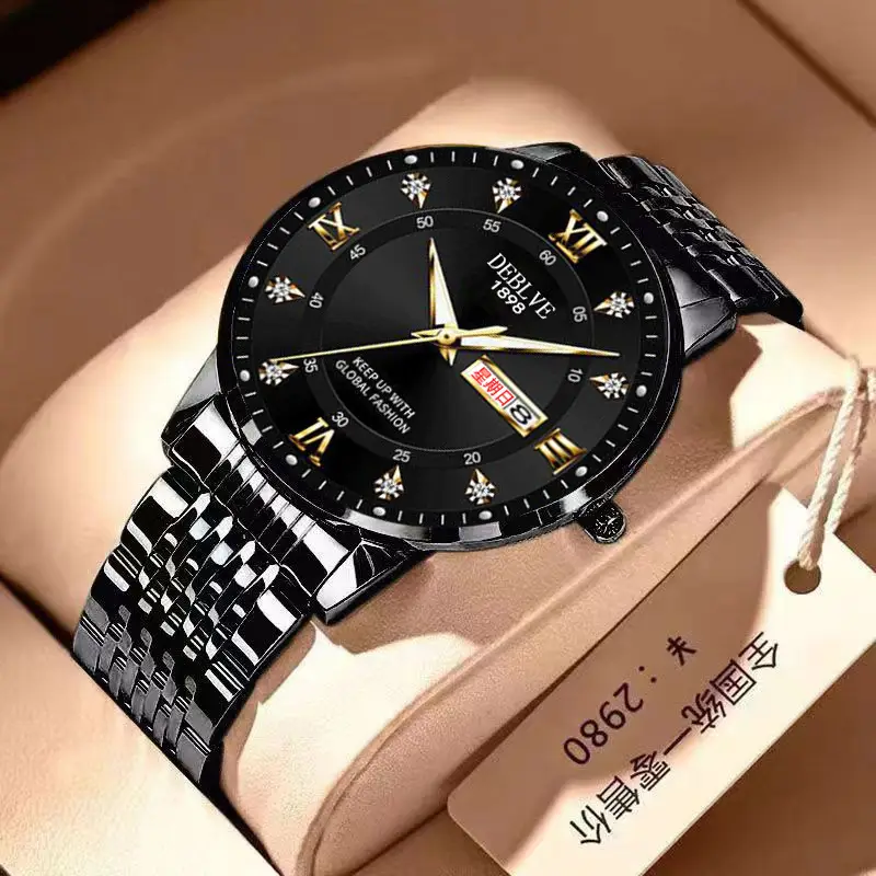 Men's Stainless Steel Luminous Watch with Date Display
