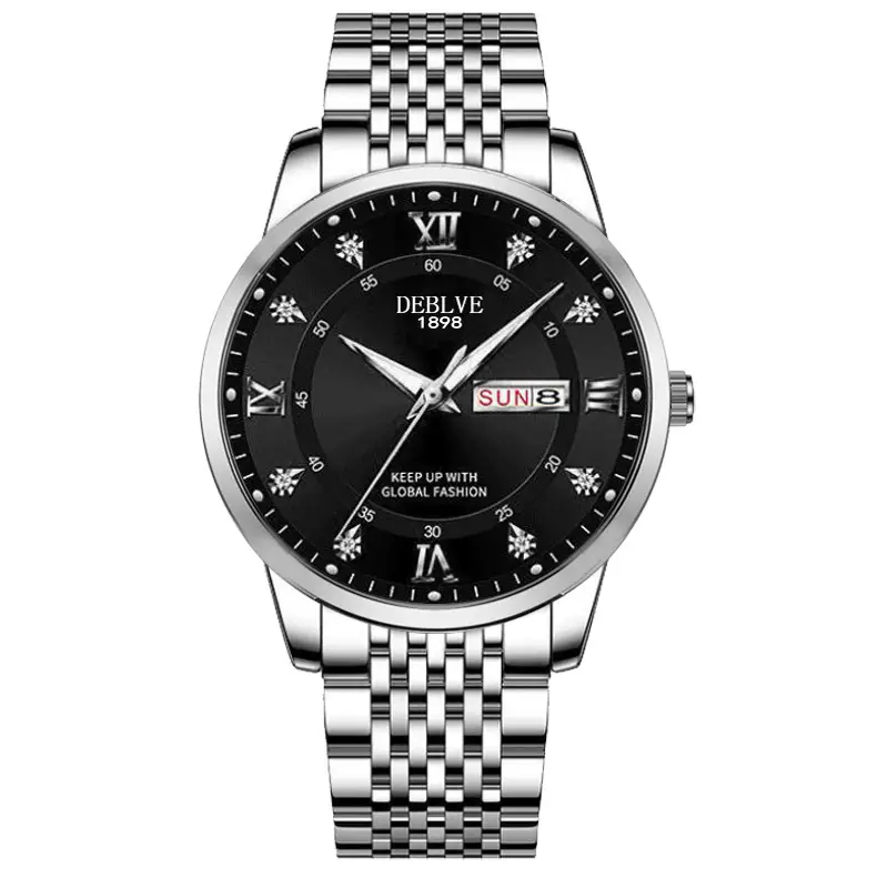 Men's Stainless Steel Luminous Watch with Date Display