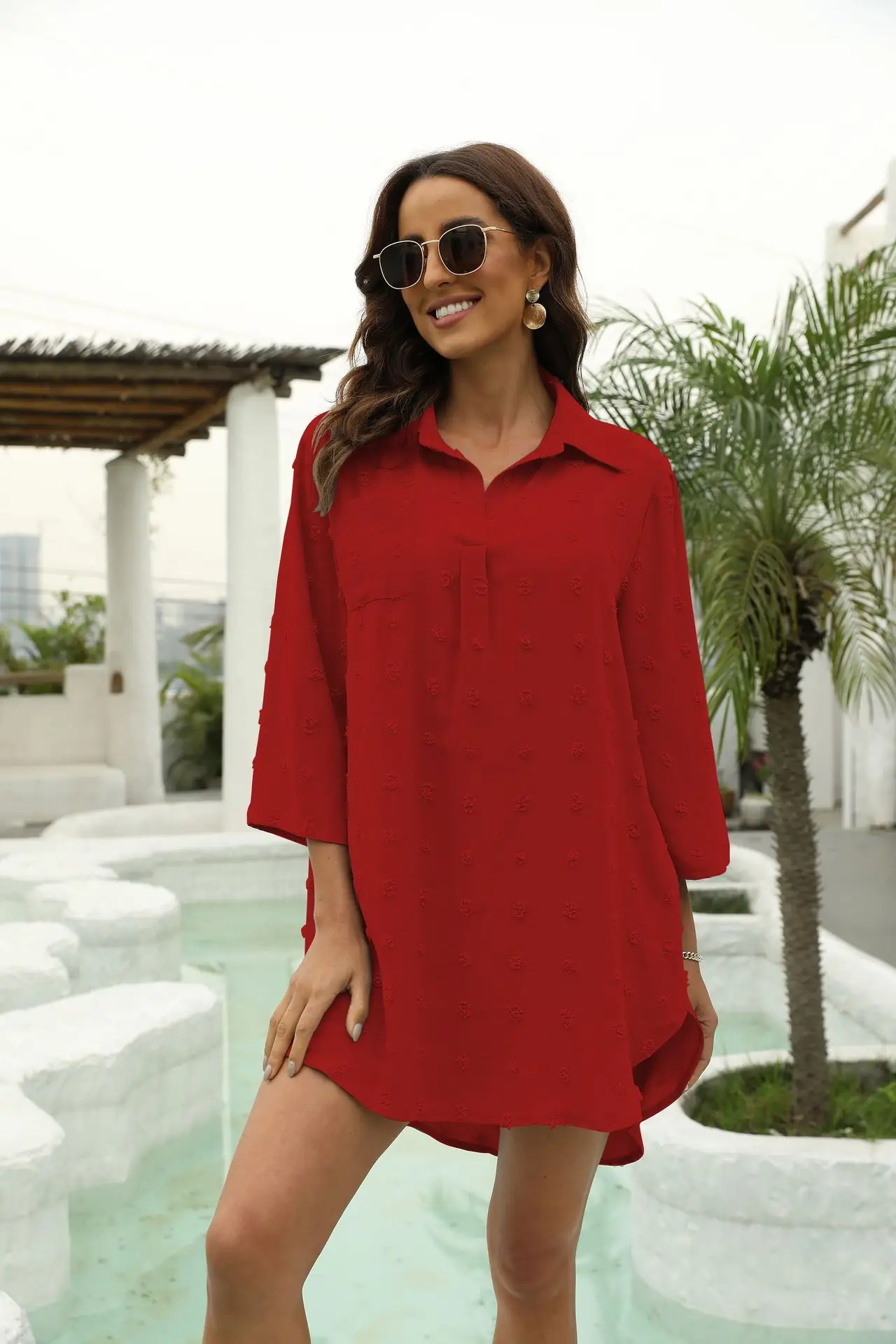 2023 White Embroidered Women's Chiffon Shirt - Image 11