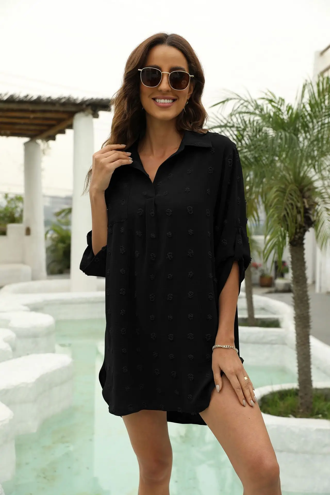 2023 White Embroidered Women's Chiffon Shirt - Image 6