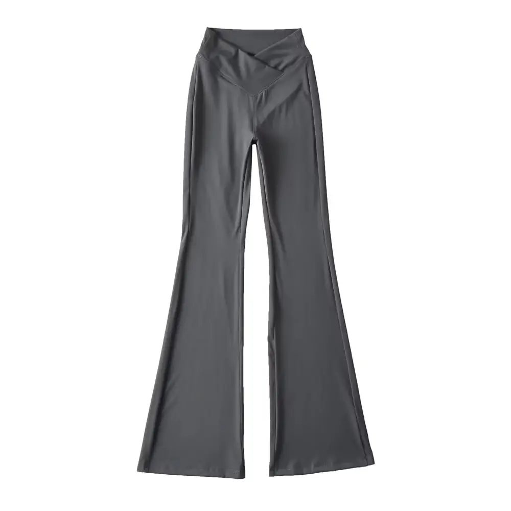 Black V-Shape Flared Pants for Women - Image 2