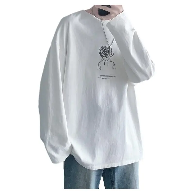 Men Long Sleeve T-Shirt Black Loose Winter Inner Top - Image 8