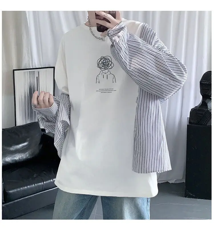 Men Long Sleeve T-Shirt Black Loose Winter Inner Top — feature 4