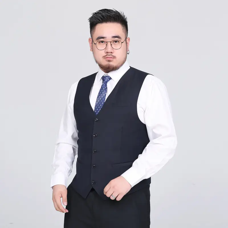 Plus Size Black Vest for Men Spring Summer Wear - Image 3