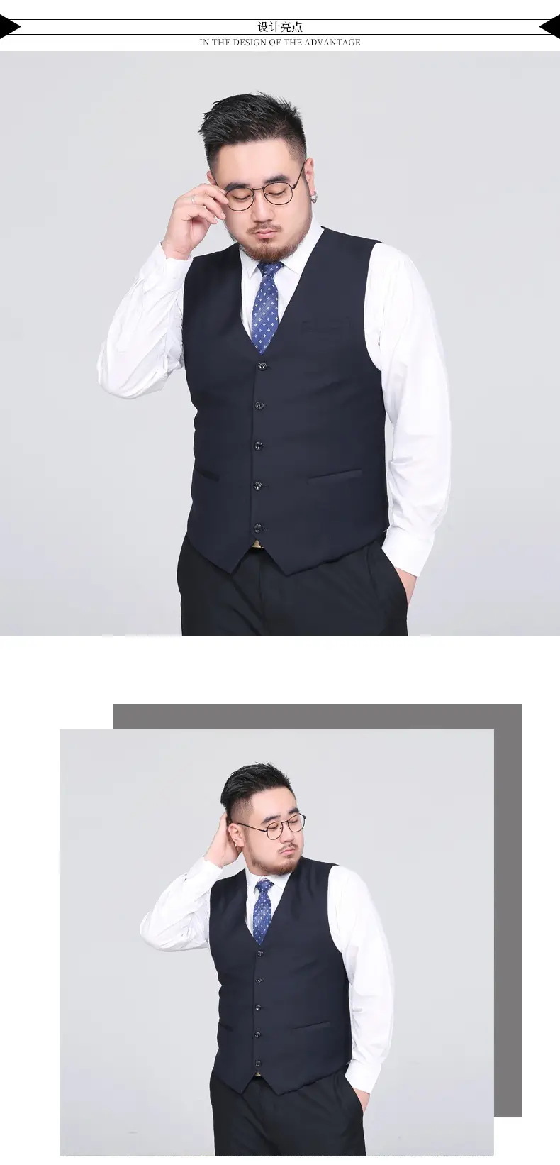 Plus Size Black Vest for Men Spring Summer Wear — feature 5