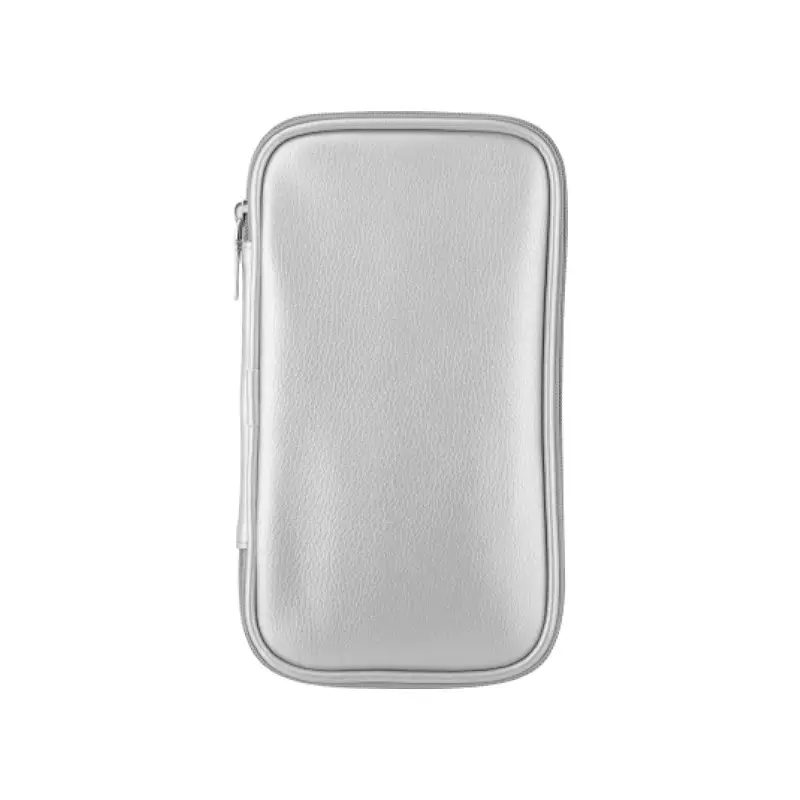 Silver PU Cosmetic Brush Zipper Storage Bag Waterproof Portable - Image 6