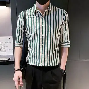Men Linen Long Sleeve Shirt Green 2024 — feature 17