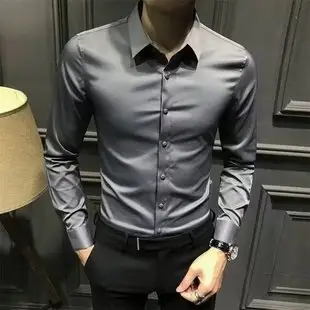 Men Linen Long Sleeve Shirt Green 2024 — feature 9