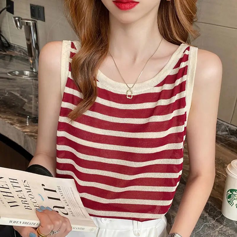 Plus Size Striped Camisole Women Summer Top - Image 4