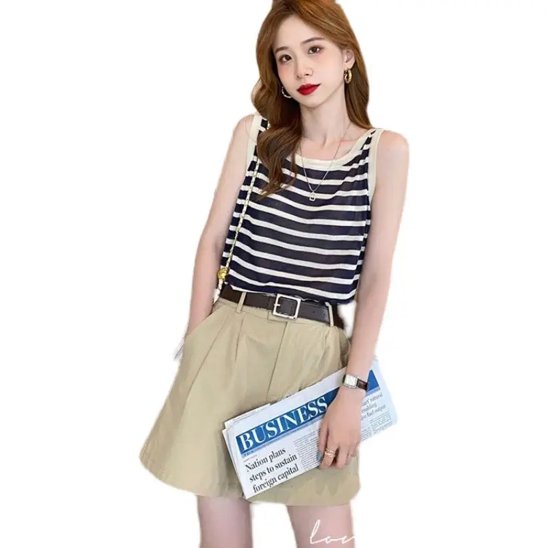 Plus Size Striped Camisole Women Summer Top - Image 6