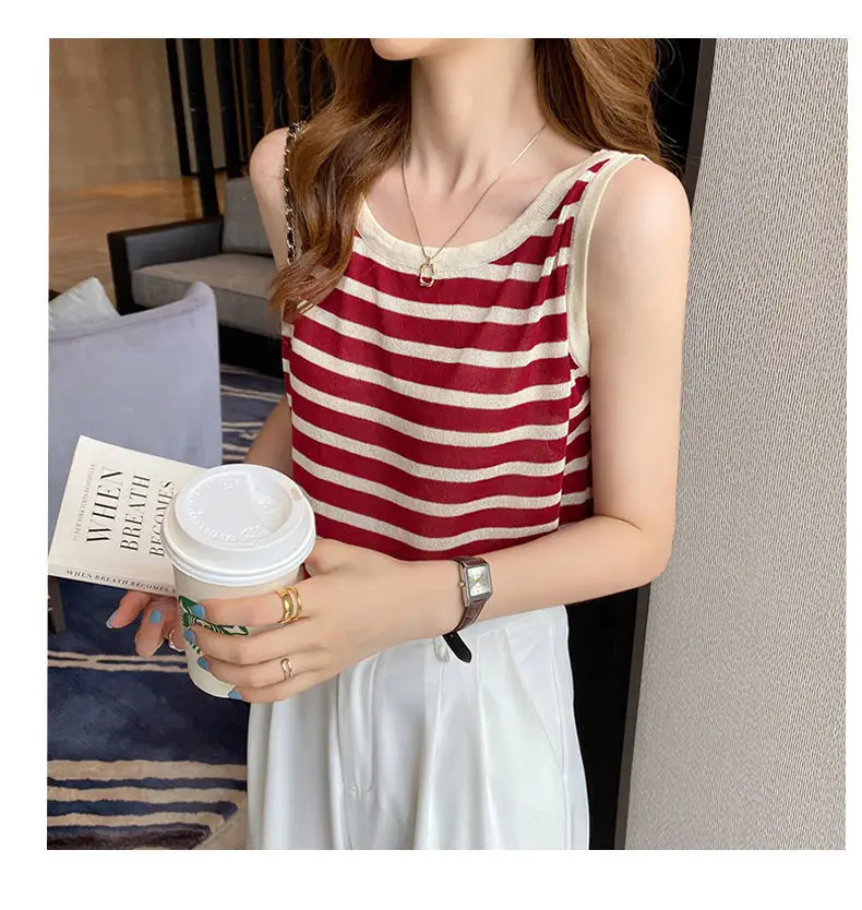 Plus Size Striped Camisole Women Summer Top — feature 13