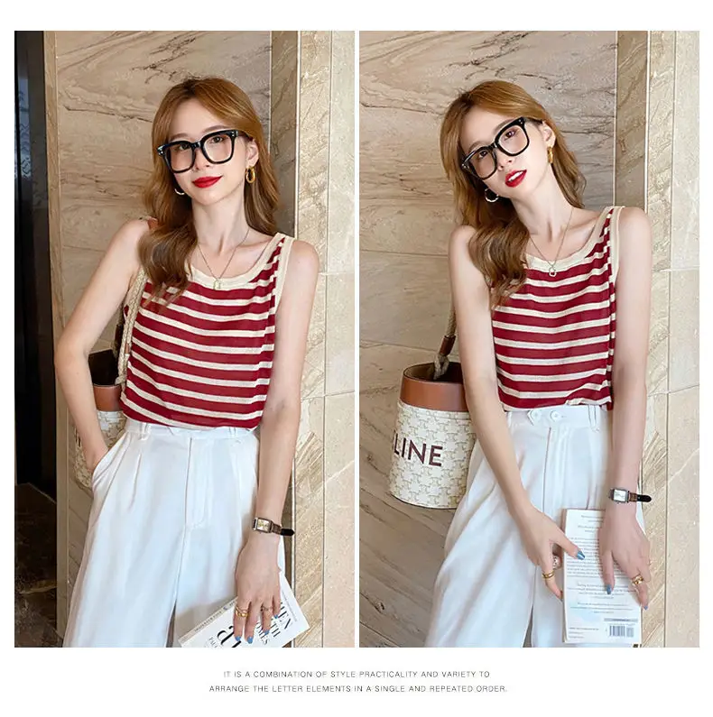 Plus Size Striped Camisole Women Summer Top — feature 14