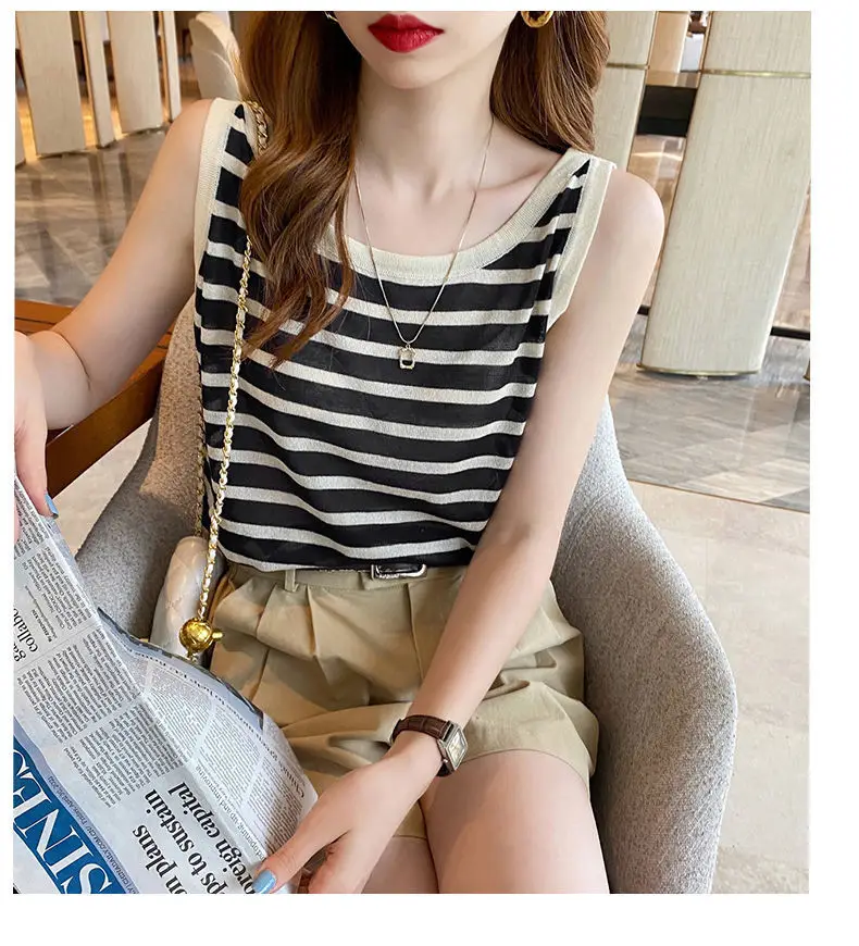Plus Size Striped Camisole Women Summer Top — feature 17