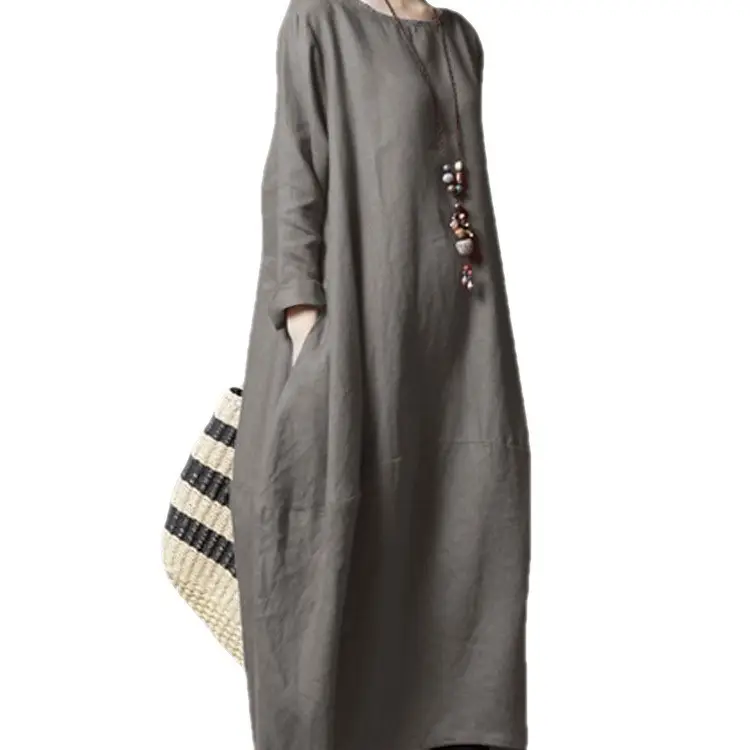 Elegant Black Linen Mid-Length Dress for Women - Image 13