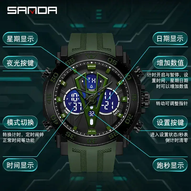 Sanda Multifunctional Luminous Watch for Teens - Image 24