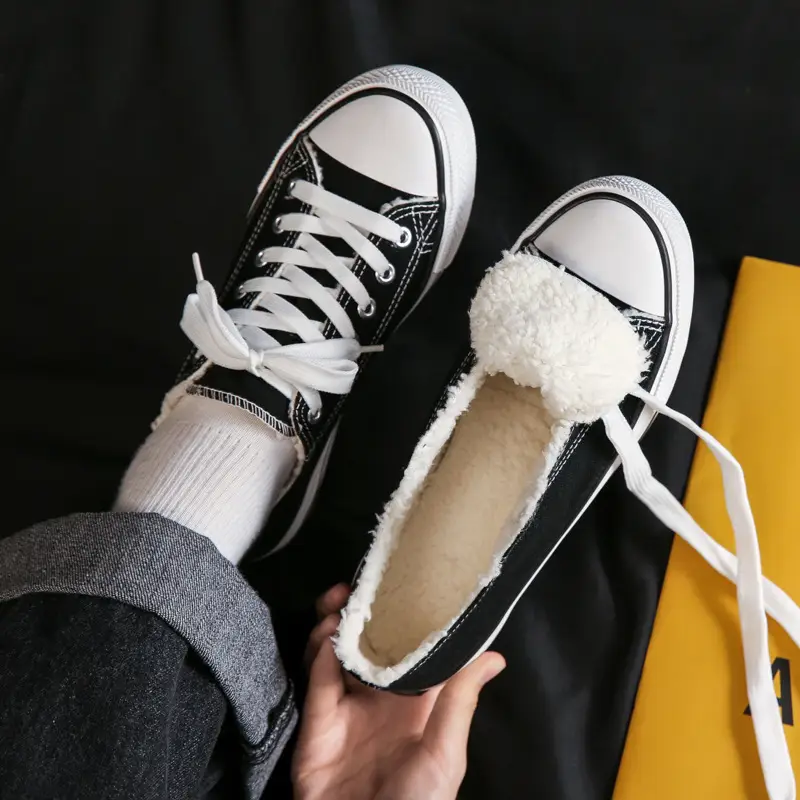 Women's Black Fleece Casual Shoes Low Top