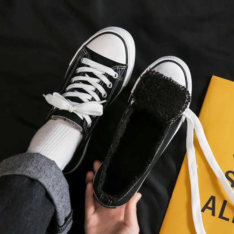 Women's Black Fleece Casual Shoes Low Top
