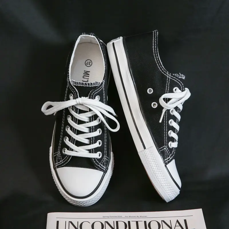 Women's Black Fleece Casual Shoes Low Top