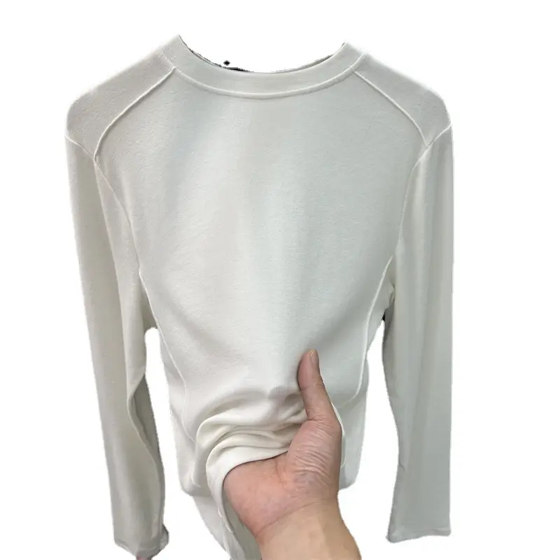 Women Long Sleeve Fleece T-Shirt Grey 2025 Winter - Image 8