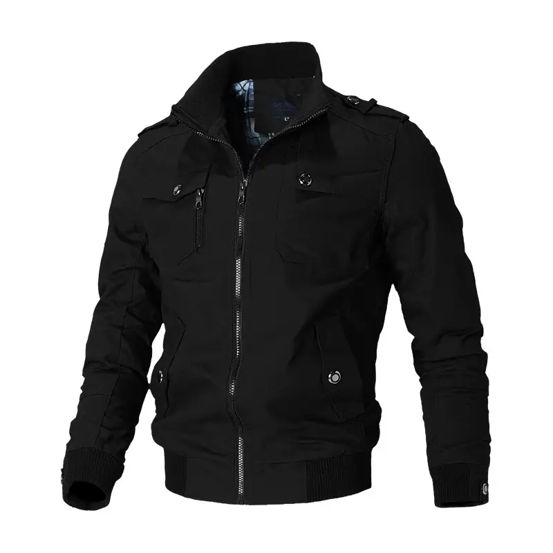Men's 2023 Cotton Zip Jacket Olive Green - Image 9