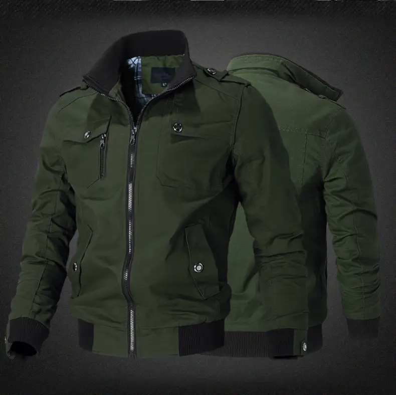 Men's 2023 Cotton Zip Jacket Olive Green — feature 3