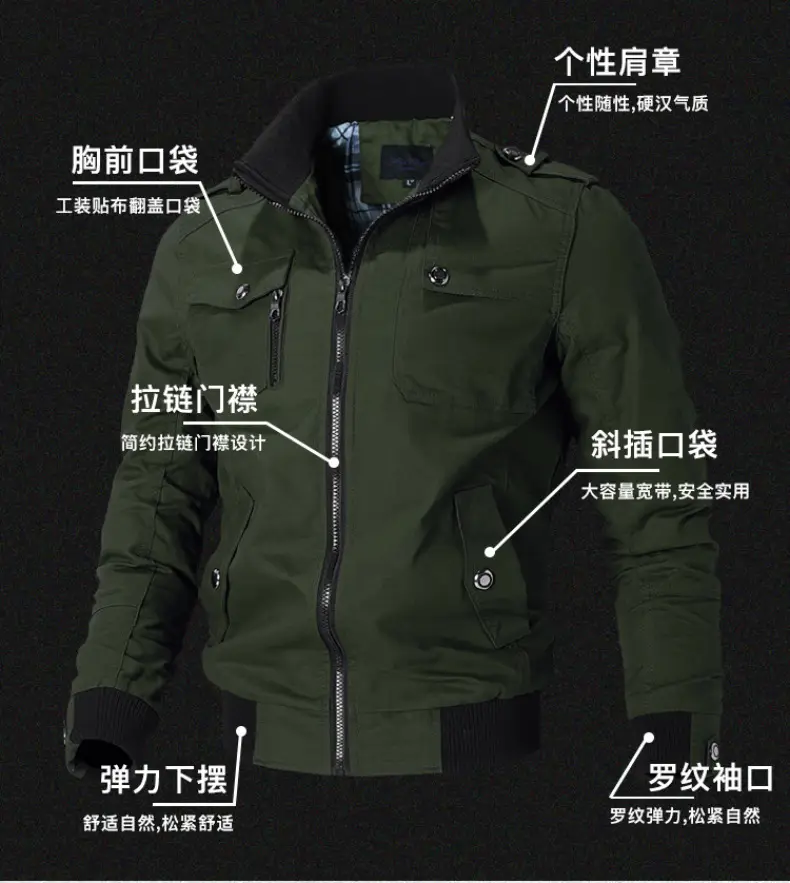 Men's 2023 Cotton Zip Jacket Olive Green — feature 4