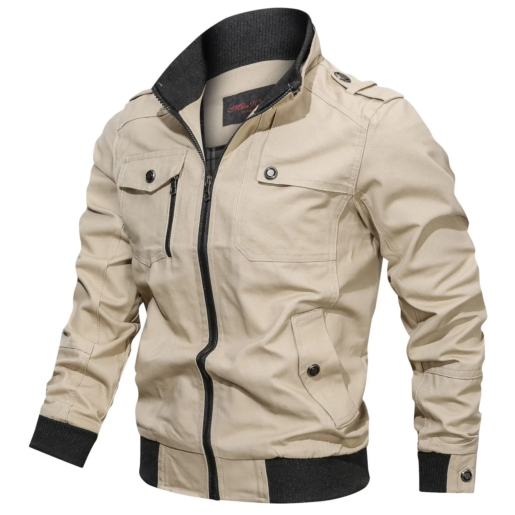 Men's 2023 Cotton Zip Jacket Olive Green - Image 3