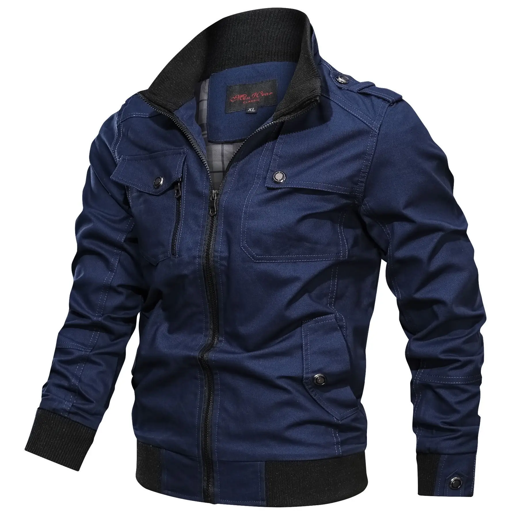 Men's 2023 Cotton Zip Jacket Olive Green - Image 4