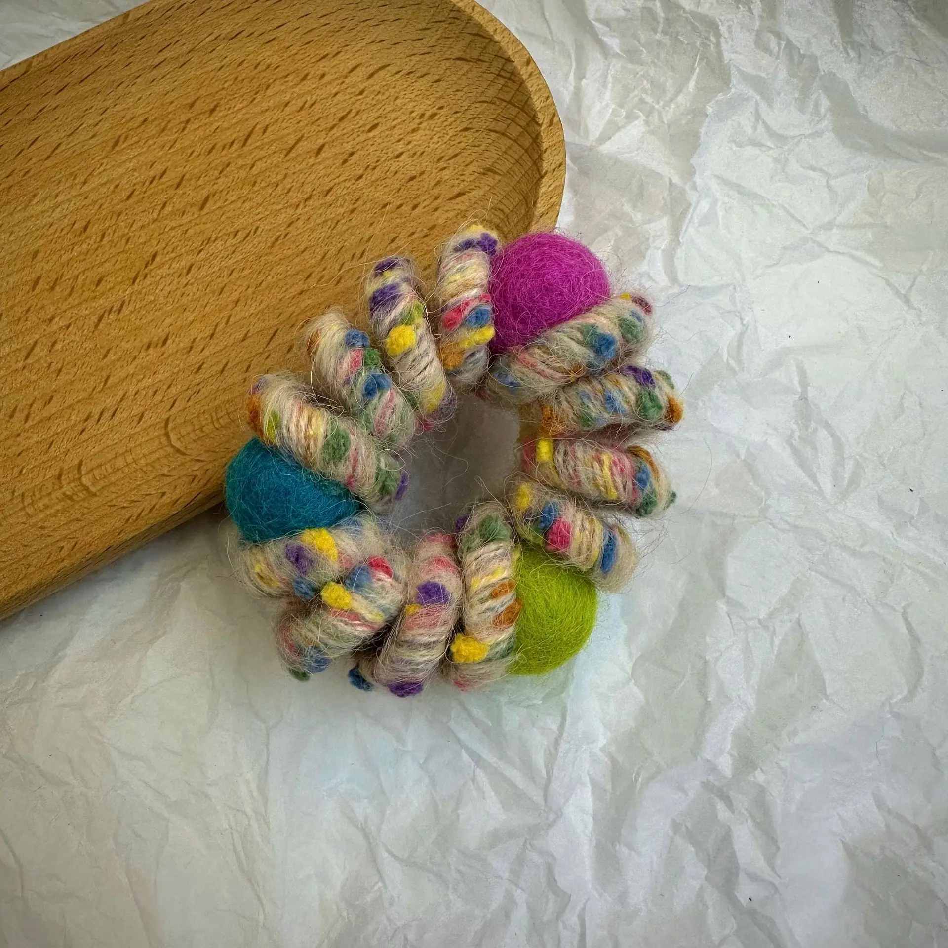 Handmade Winding Hair Rope with Colorful Balls - Image 6