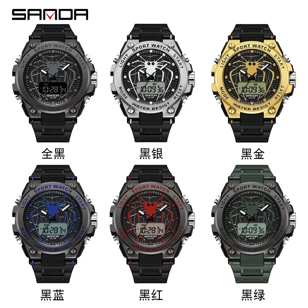 Sanda Men's Waterproof Electronic Watch Black Gold Blue Red Green - Image 10