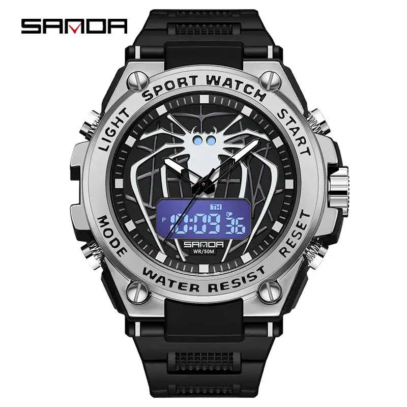 Sanda Men's Waterproof Electronic Watch Black Gold Blue Red Green - Image 2