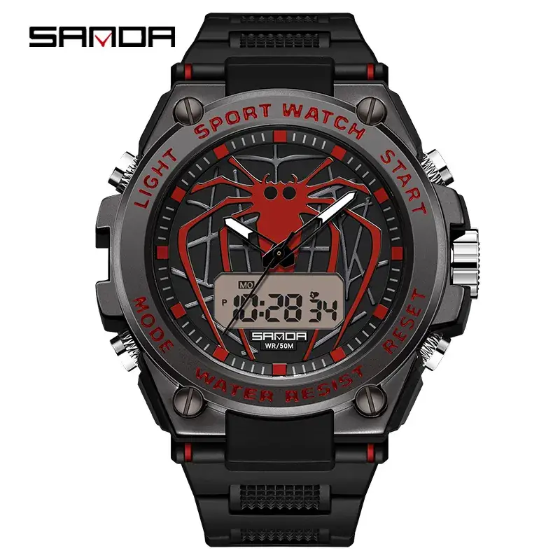 Sanda Men's Waterproof Electronic Watch Black Gold Blue Red Green - Image 5