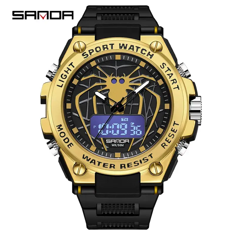 Sanda Men's Waterproof Electronic Watch Black Gold Blue Red Green - Image 6