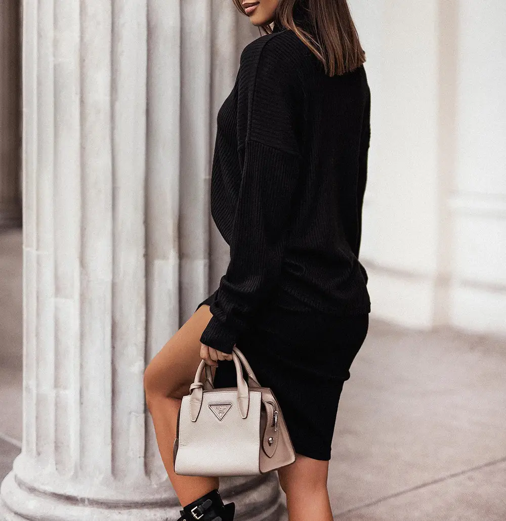 Women's Loose Fit Crossbody Suit with Split Skirt & Bat Sleeve Top — feature 20