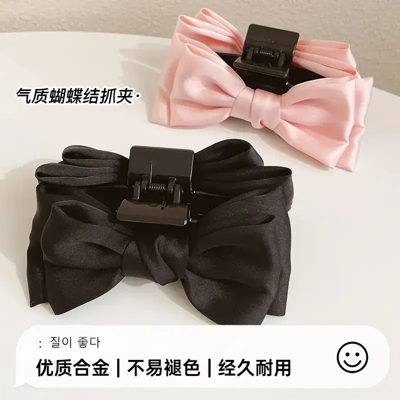 Black Bow Hairpin for Women Autumn Winter High-End Grabber Clip - Image 13
