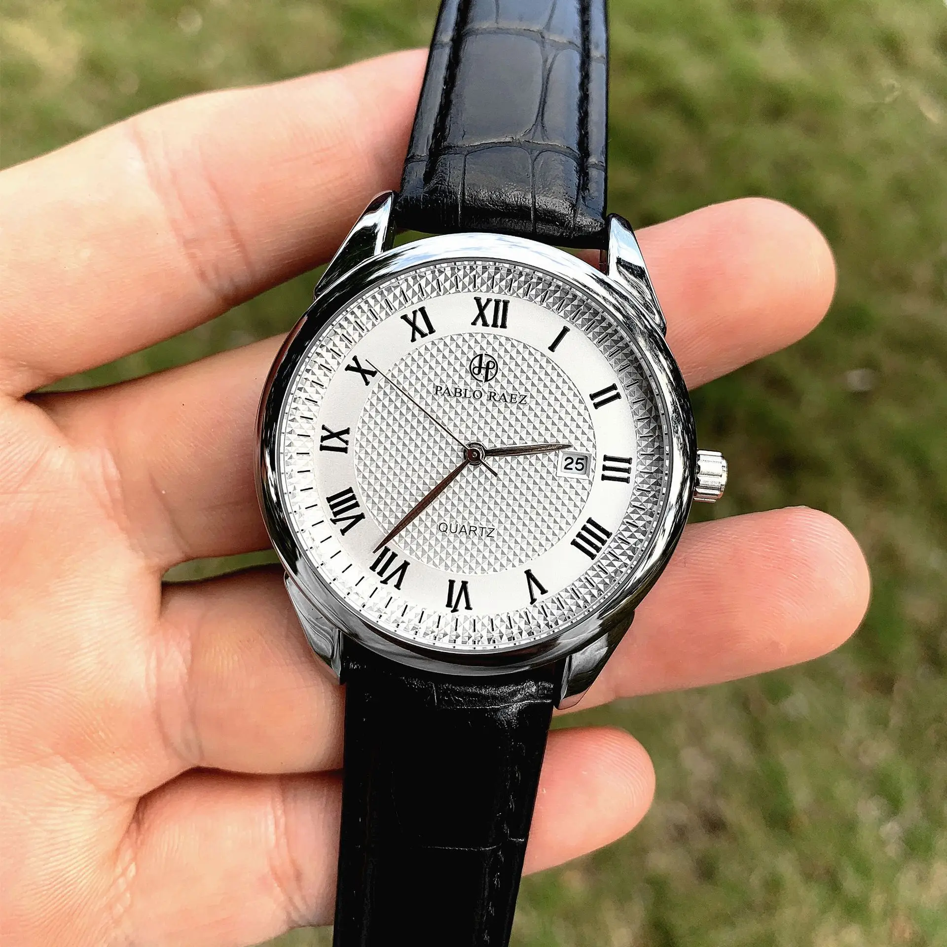 Men's Quartz Watch with Leather Strap and Roman Dial — feature 40