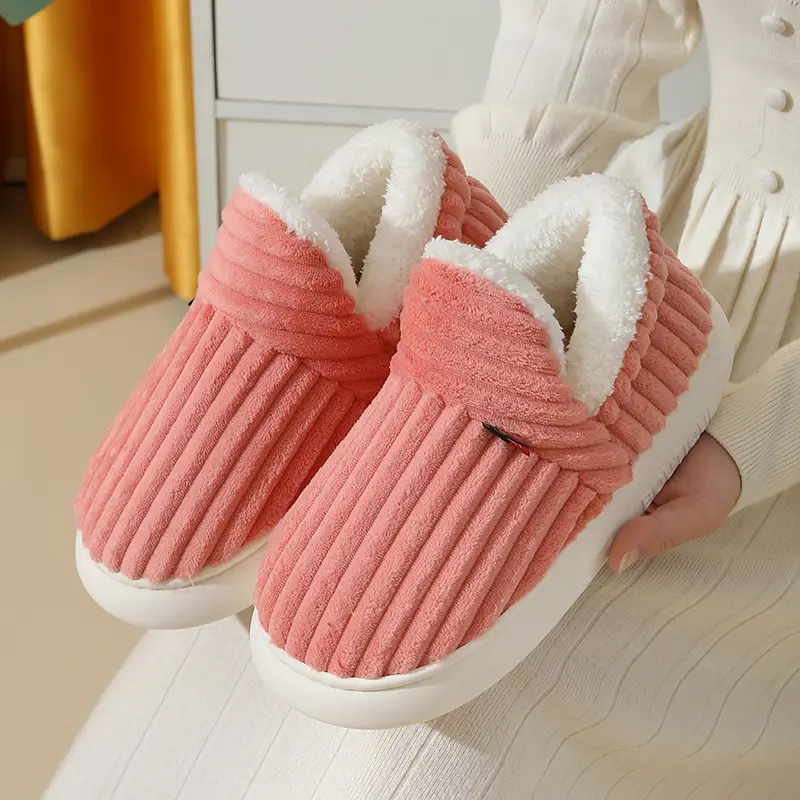 Cross-Border Popular Home Slippers for Women, Fully Enclosed Cotton Shoes for Women, Winter Indoor Home Use, Thick-Soled Warm Cotton Slippers for Men