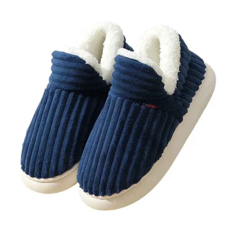 Cross-Border Popular Home Slippers for Women, Fully Enclosed Cotton Shoes for Women, Winter Indoor Home Use, Thick-Soled Warm Cotton Slippers for Men