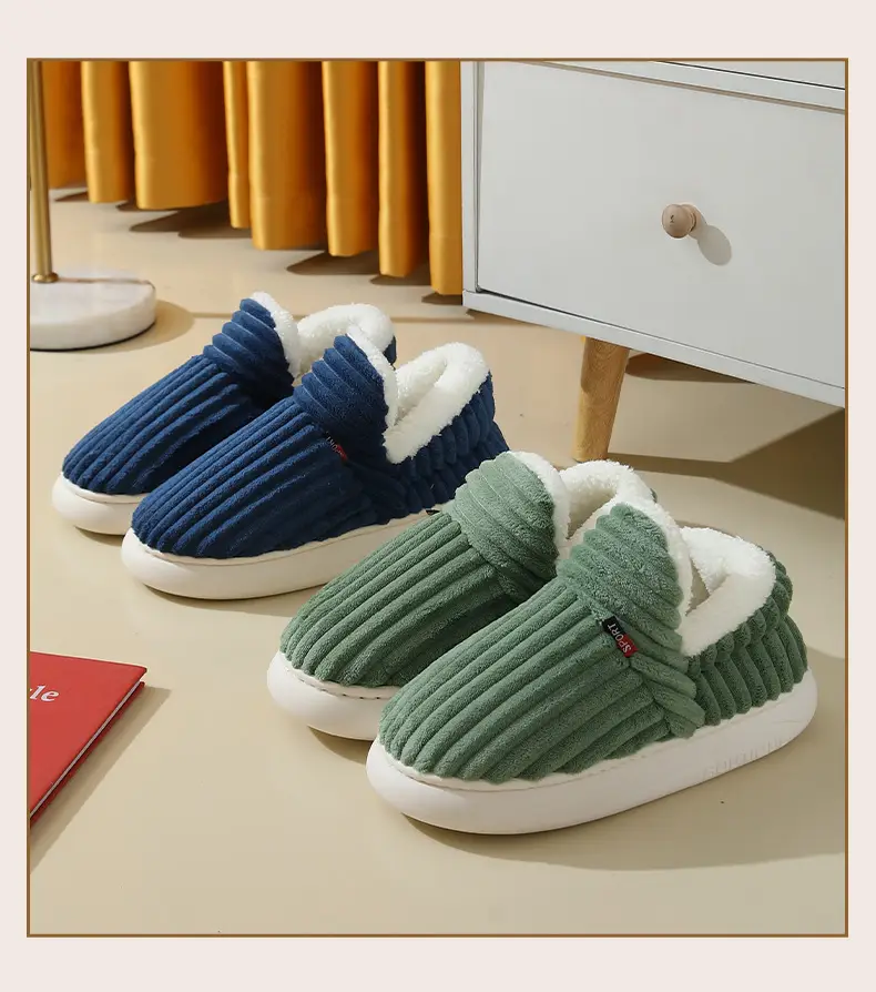 Cross-Border Popular Home Slippers for Women, Fully Enclosed Cotton Shoes for Women, Winter Indoor Home Use, Thick-Soled Warm Cotton Slippers for Men — feature 16