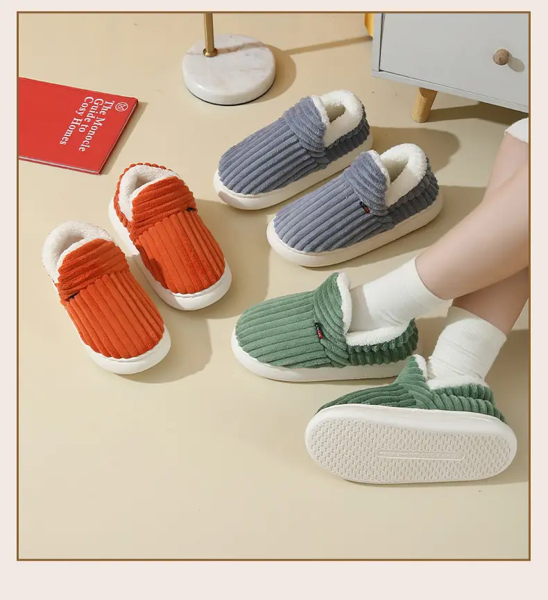 Cross-Border Popular Home Slippers for Women, Fully Enclosed Cotton Shoes for Women, Winter Indoor Home Use, Thick-Soled Warm Cotton Slippers for Men — feature 17