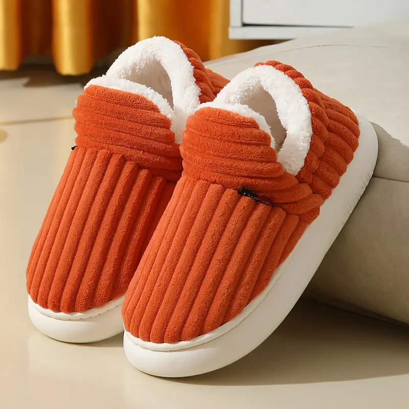 Cross-Border Popular Home Slippers for Women, Fully Enclosed Cotton Shoes for Women, Winter Indoor Home Use, Thick-Soled Warm Cotton Slippers for Men