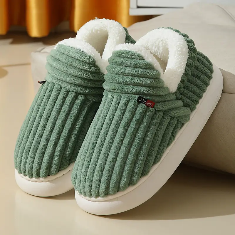 Cross-Border Popular Home Slippers for Women, Fully Enclosed Cotton Shoes for Women, Winter Indoor Home Use, Thick-Soled Warm Cotton Slippers for Men